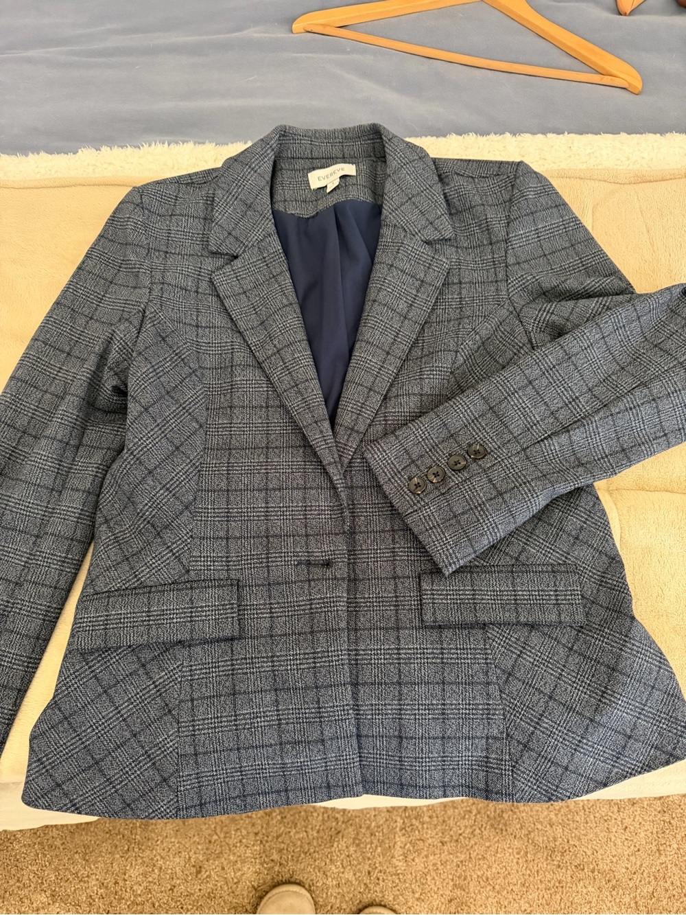 Evereve Navy and Gray Plaid Women's Blazer